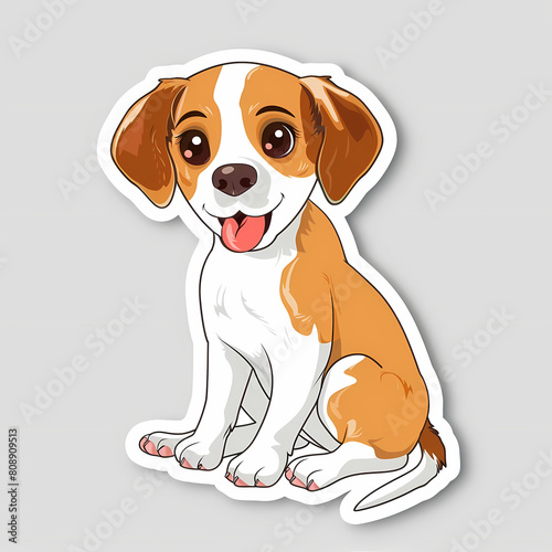 Cute dog cartoon on a White Canvas Sticker,vector image © ak159715