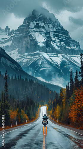 Exploring the Canadian Rockies: A Photorealistic Journey on a Motorbike