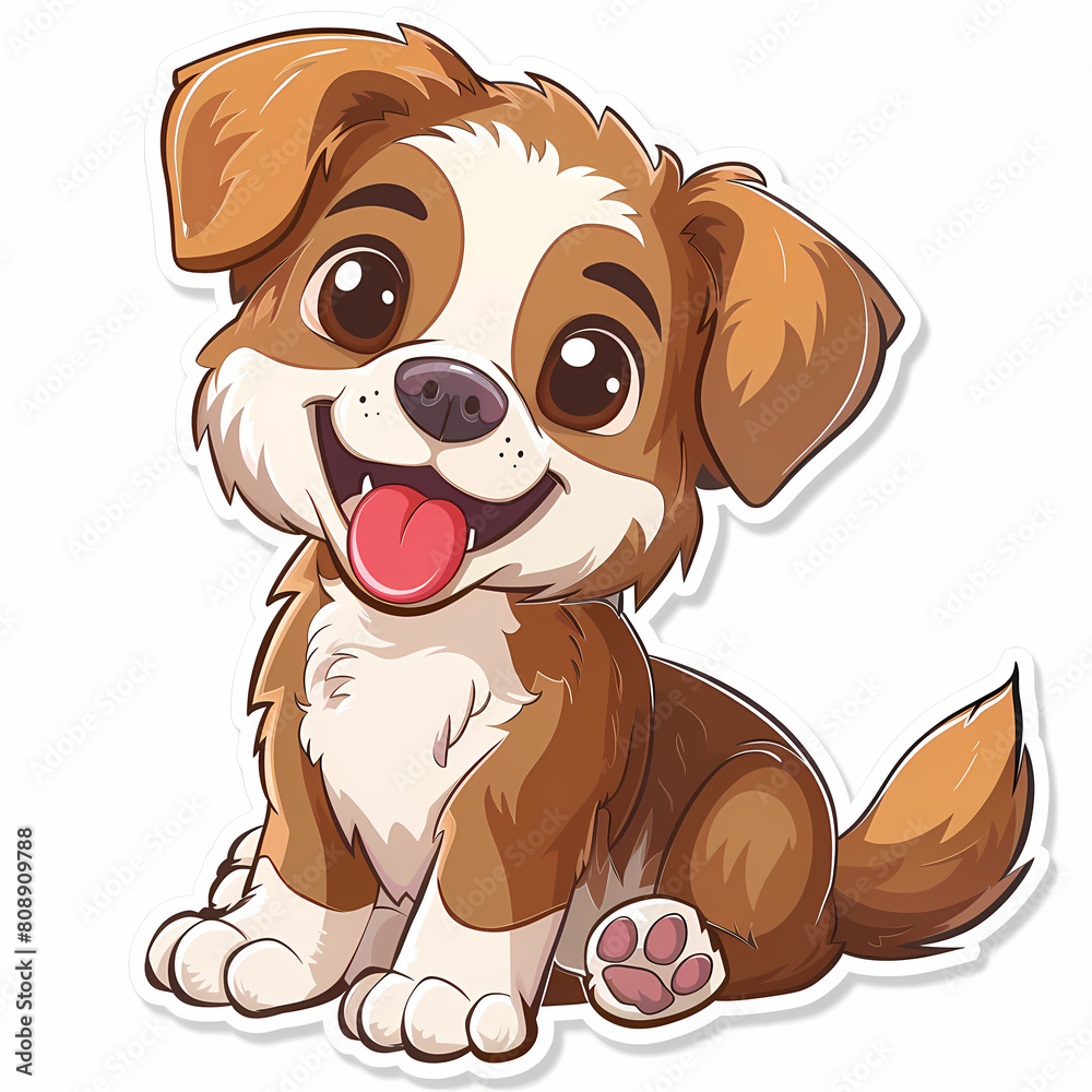 Obraz premium Cute dog cartoon on a White Canvas Sticker,vector image