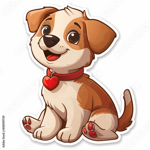 Cute dog cartoon on a White Canvas Sticker vector image