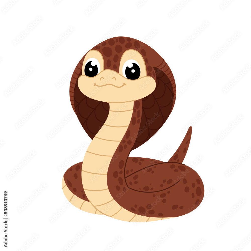 Snake in flat style. Cartoon illustration of a cobra on a white background. Kids illustration. Symbol of the year. Snake in flat style. Cartoon illustration of a cobra on a white background. Kids illustration. Symbol of the year.