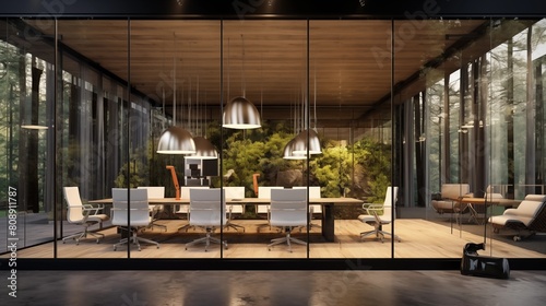 Wallpaper Mural Office space with a glass wall partition. Torontodigital.ca