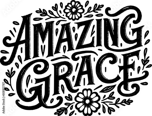 Amazing Grace Typo Retro Vector