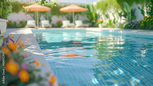 A Pool Party Scene in the Summer Time, Swimming Pool, Summer, Fun, Travel, Vacation