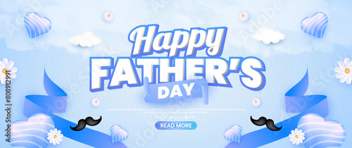 Blue Happy Father's Day banner design