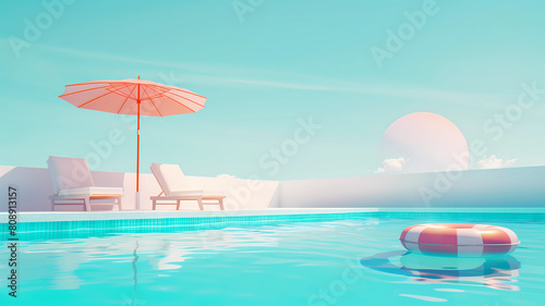 A Pool Party Scene in the Summer Time, Swimming Pool, Summer, Fun, Travel, Vacation