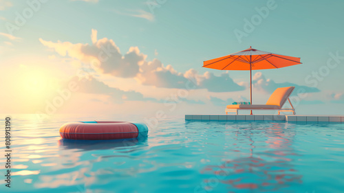 A Pool Party Scene in the Summer Time, Swimming Pool, Summer, Fun, Travel, Vacation