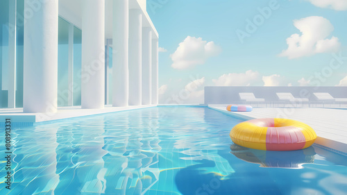 A Pool Party Scene in the Summer Time, Swimming Pool, Summer, Fun, Travel, Vacation