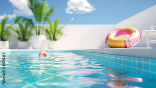 A Pool Party Scene in the Summer Time, Swimming Pool, Summer, Fun, Travel, Vacation