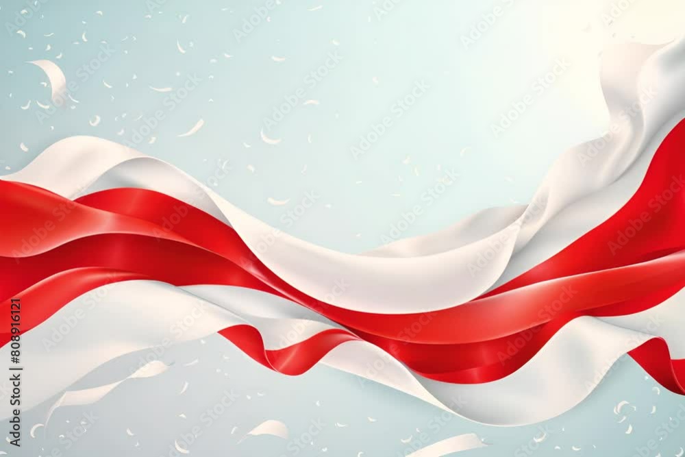 Indonesian Flag Bendera Banner Vector Ribbon Kemerdekaan. The Independence Day of Indonesia