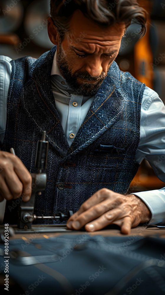 Creative Tailor Crafting Custom Garment - Precision and Creativity in Fashion Industry Creative Tailor Crafting Custom Garment - Precision and Creativity in Fashion Industry