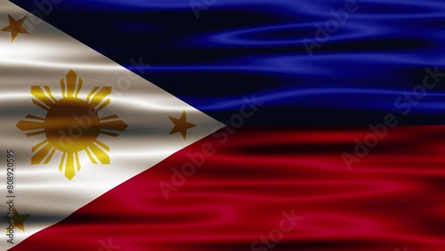 Flag of Philippines waving on a loopable 4K animation. Philippines flag video waving in wind. Realistic Philippines Flag background. Philippines Flag Looping Closeup. Philippines national Sign.
