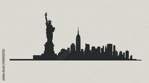 Monochromatic cityscape silhouette of New York City landmarks © Rajesh