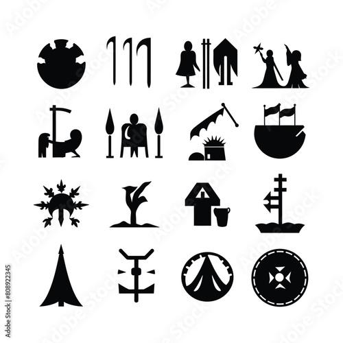 medieval Icons silhouette Set Clipart on a white background