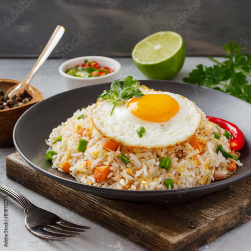 Fried rice and topping fride egg photo