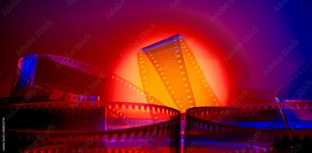 abstract color background with real film strip