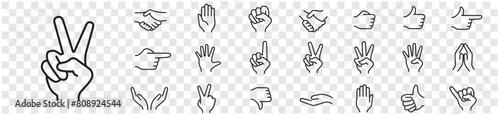 Hand gesture icon set. Editable stroke icons collection illustration vector. photo