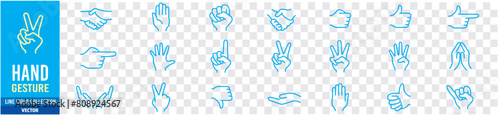 Hand gesture icon set. Editable stroke icons collection illustration vector. photo