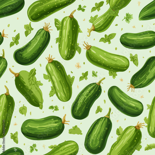 Seamless Colorful Cucumber Pattern