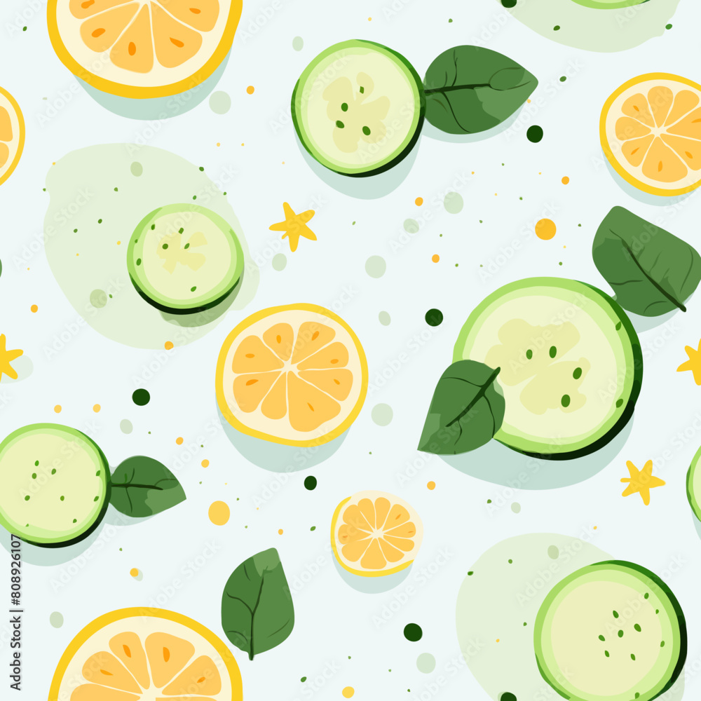 Seamless Colorful Cucumber Pattern Seamless Colorful Cucumber Pattern