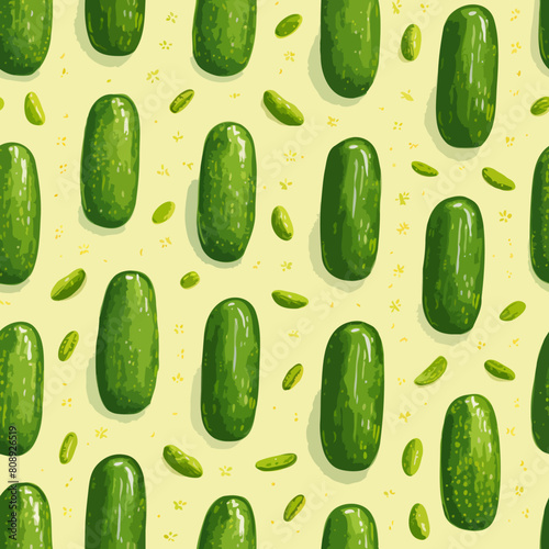 Seamless Colorful Cucumber Pattern