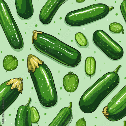 Seamless Colorful Cucumber Pattern