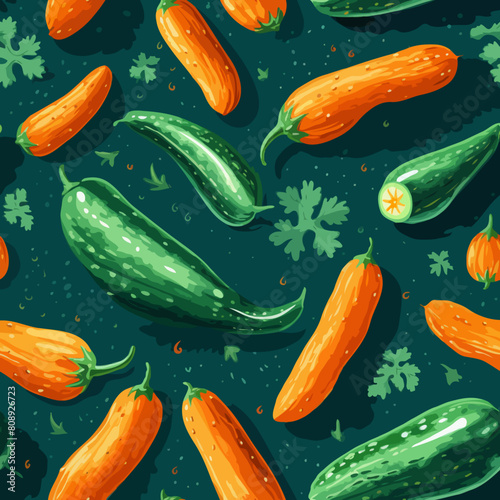 Seamless Colorful Cucumber Pattern
