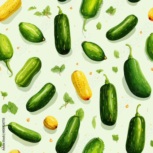 Seamless Colorful Cucumber Pattern