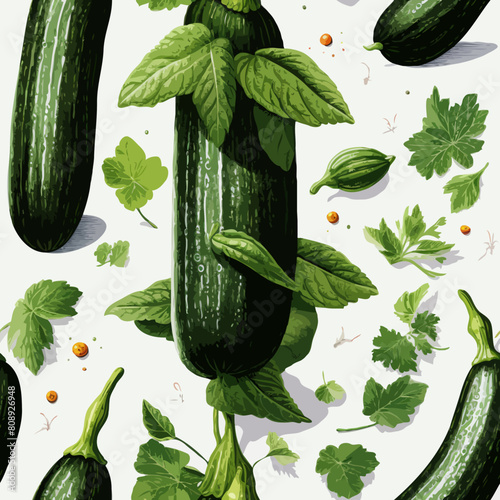 Seamless Colorful Cucumber Pattern