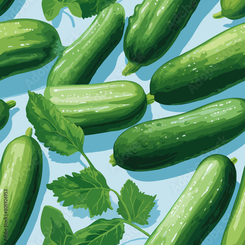 Seamless Colorful Cucumber Pattern