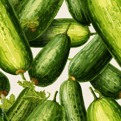 Seamless Colorful Cucumber Pattern