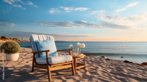 Seaside Relaxation  Soft light  Leading lines  Tranquility  Lounge chair