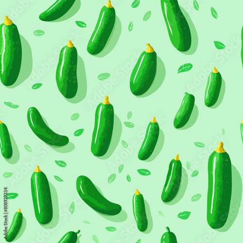 Seamless Colorful Cucumber Pattern