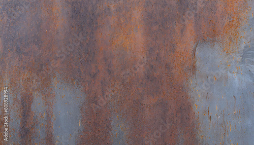 Rusty steel background. Vintage old antique metal material texture surface grunge damaged in copper