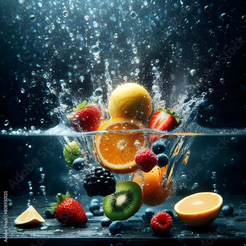 fruits in splash