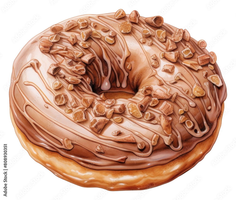 PNG Mocha glazed donut bagel food white background. PNG Mocha glazed donut bagel food white background.