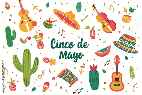Cinco de mayo hand drawn lettering design vector illustration perfect for advertising, poster, announcement, invitation, mexican party, greeting card Ganeretive AI