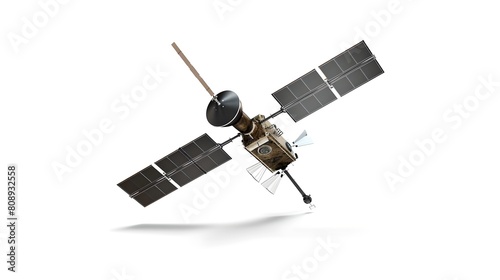 Isolated Satellite Orbits on White Background, Space Communication Technology Conceptual Image. Simple, Clear, High-Tech Design. AI © Irina Ukrainets