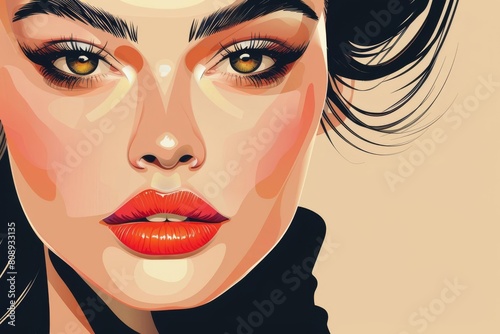 elegant portrait of a confident woman with captivating eyes and enigmatic expression beauty concept illustration