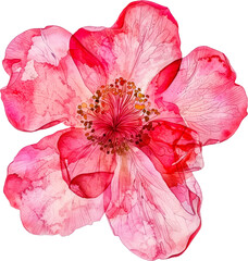 Pink hibiscus flower cut out on transparent background