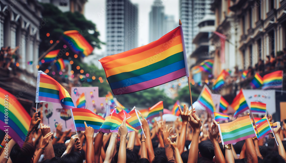 Pride Festival in einer Stadt, Regenbogenfarben, Pride, LGBT Community Pride Festival in einer Stadt, Regenbogenfarben, Pride, LGBT Community