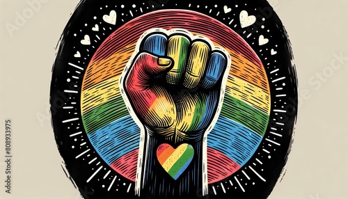 Gestreckte Faust, Regenbogenfarben, Pride, LGBT Community