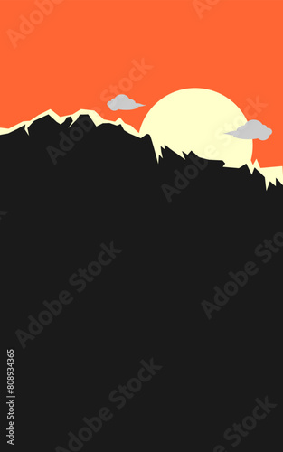 seunset background with mountains and afternoon sun