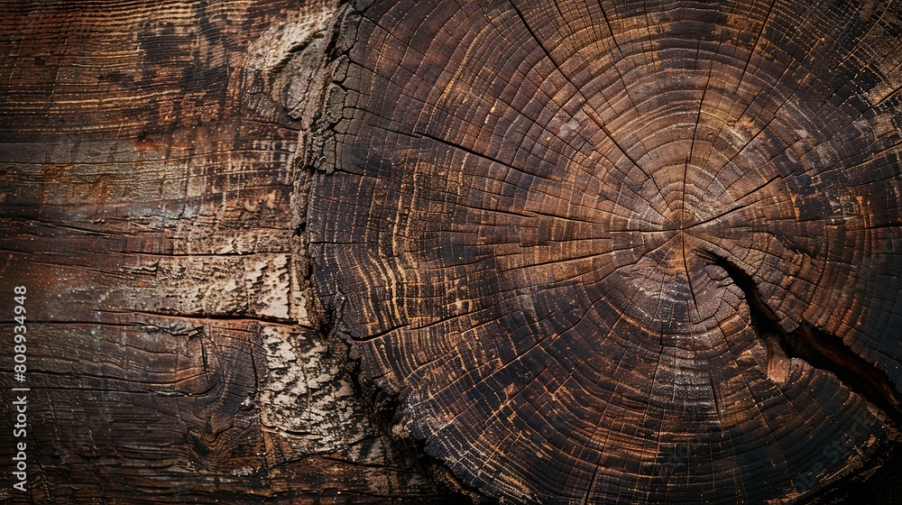 Fototapeta premium Aged Wooden Texture Close-up, Natural Patterns and Grains