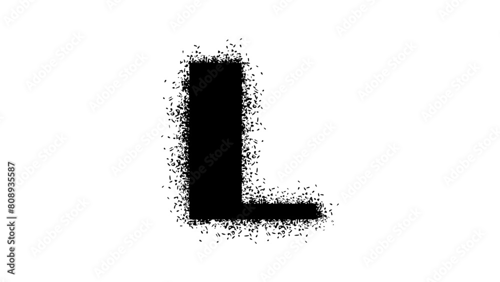 letter L with Spray Paint Drips, black isolated silhouette letter L with Spray Paint Drips, black isolated silhouette