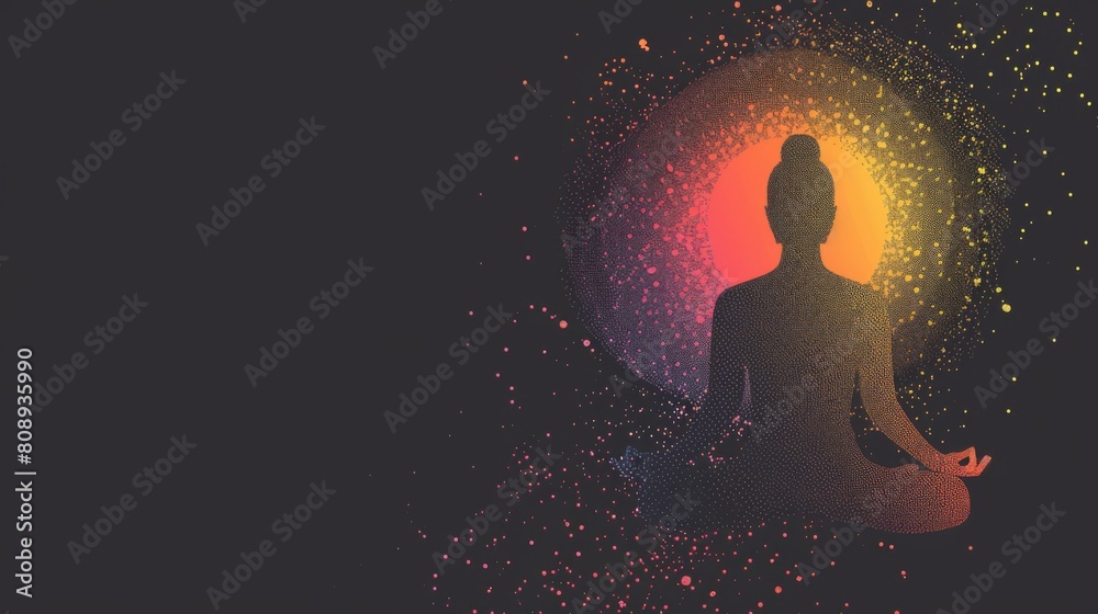 Illustration of a holy man meditating in a serene meditation Illustration of a holy man meditating in a serene meditation