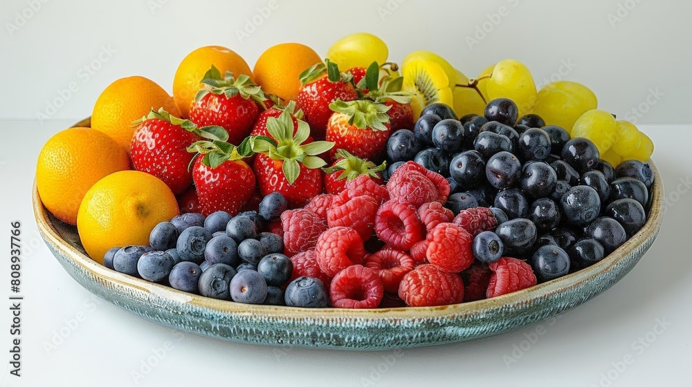 color burst fruit bowl on transparent background featuring red strawberries, oranges, and lemons color burst fruit bowl on transparent background featuring red strawberries, oranges, and lemons