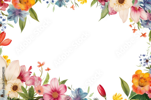 colorful wildflowers isolated on white