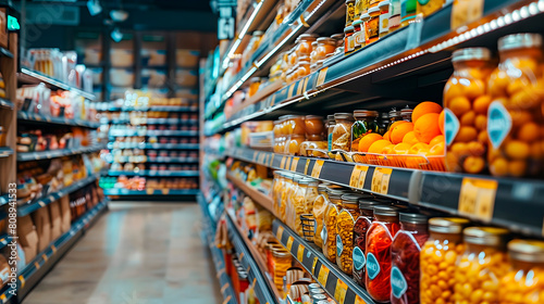 Pasillo de un supermercado con alimentos frescos