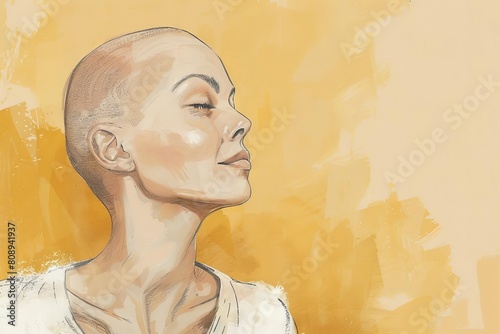 courageous womans journey embracing baldness after chemotherapy empowering portrait illustration photo